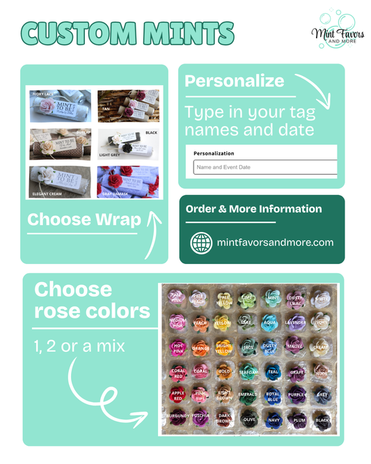 Custom Mints, Mint To Be, Wedding Favors, Personalized Mint Rolls
